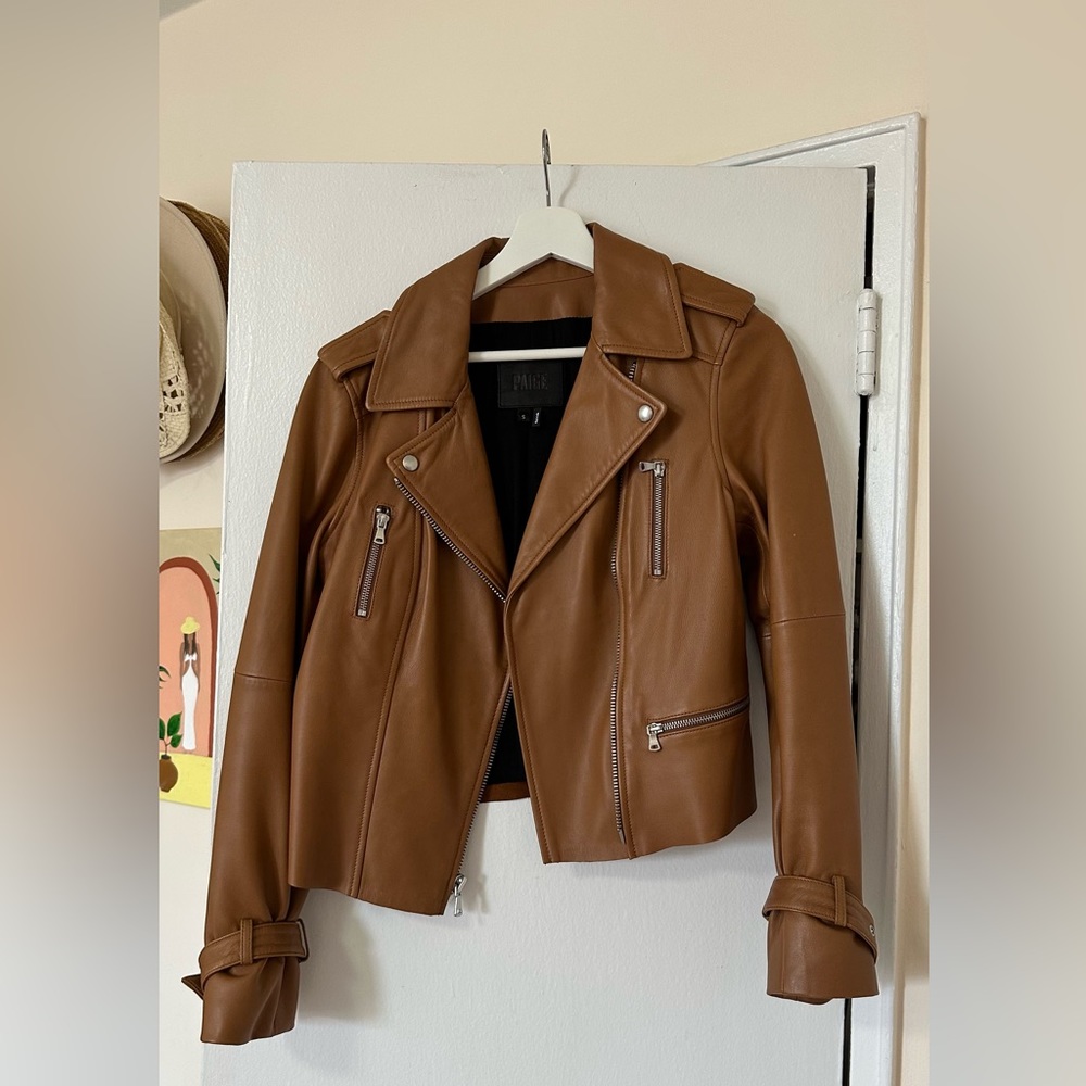 PAIGE brown leather jacket